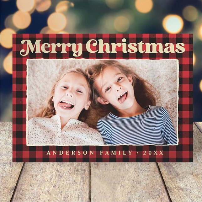 Cartes Pour Fêtes Annuelles Joyeux Noël moderne Motif plié Photo de famille (Créateur téléchargé)