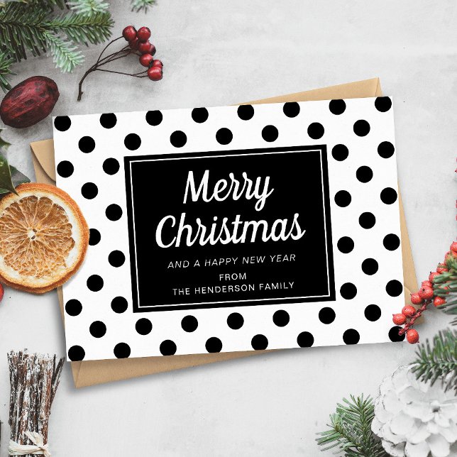Cartes Pour Fêtes Annuelles Joyeux Noël moderne noir et blanc (Merry Christmas Black & White Holiday Card)