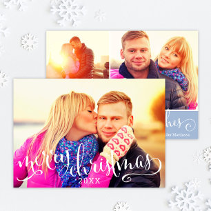 Cartes Pour Fêtes Annuelles Joyeux Noël moderne noir Script photo superpositio