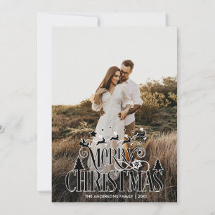 Cartes Pour Fêtes Annuelles Joyeux Noël moderne Nom de la famille Tartan