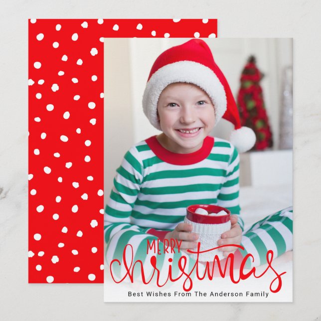 Cartes Pour Fêtes Annuelles Joyeux Noël moderne photo (Devant / Derrière)