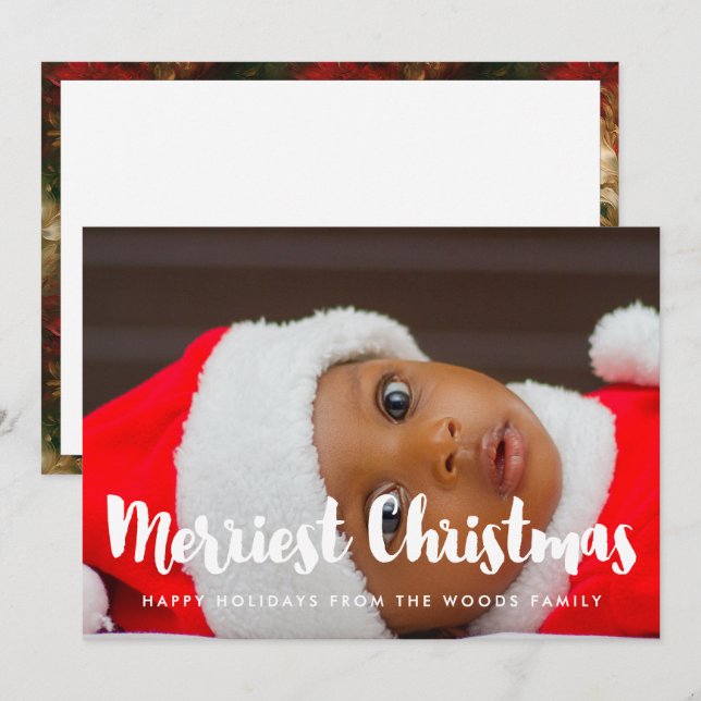 Cartes Pour Fêtes Annuelles Joyeux Noël moderne Photo de famille (Devant / Derrière)
