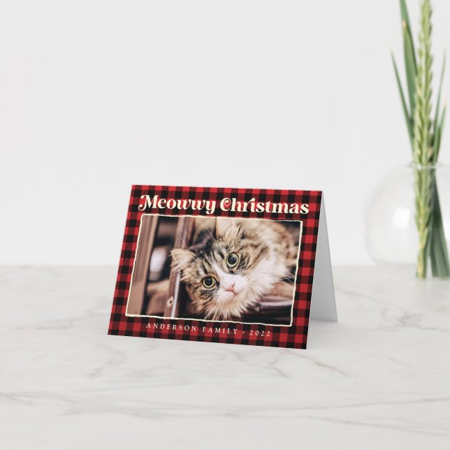 Cartes Pour Fêtes Annuelles Joyeux Noël moderne Plaid Funny Animaux de compagn (Devant)