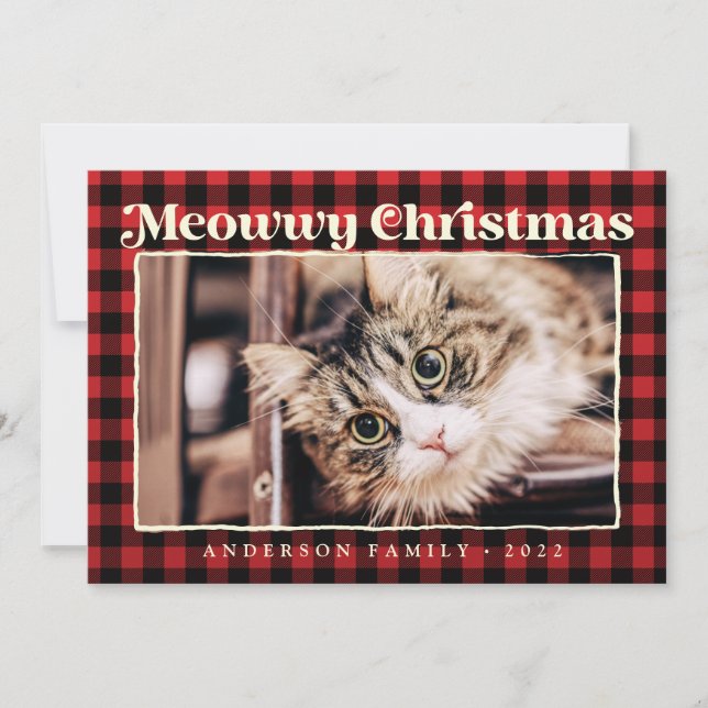 Cartes Pour Fêtes Annuelles Joyeux Noël moderne Plaid Funny Animaux de compagn (Devant)