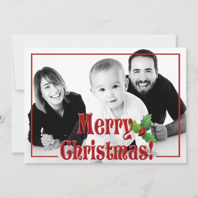 Cartes Pour Fêtes Annuelles Joyeux Noël moderne Revêtement rouge Photo personn (Devant)