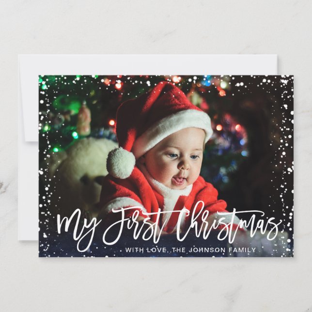 Cartes Pour Fêtes Annuelles Joyeux Noël moderne Script PHOTO Salutation (Devant)