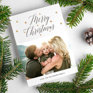 Cartes Pour Fêtes Annuelles Joyeux Noël moderne Starry Script 2 Photos
