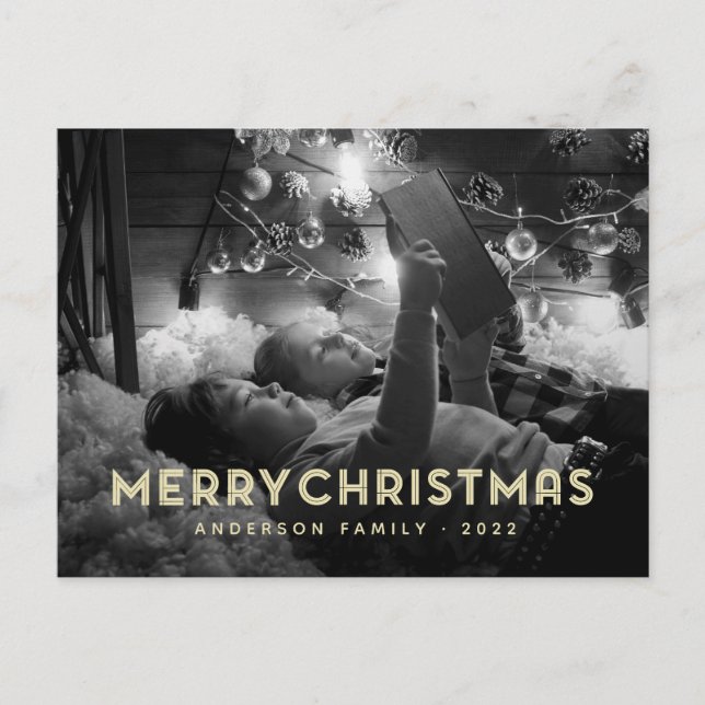 Cartes Pour Fêtes Annuelles Joyeux Noël moderne Typographie simple (Devant)