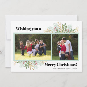 Cartes Pour Fêtes Annuelles Joyeux Noël moderne Végétation d'hiver 3 Photo