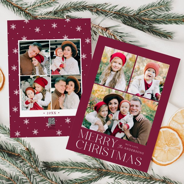Cartes Pour Fêtes Annuelles Joyeux Noël moderne violet 7 Photo Collage (Créateur téléchargé)