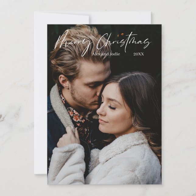 Cartes Pour Fêtes Annuelles Joyeux Noël Modernité Script Minimalisme (Devant)