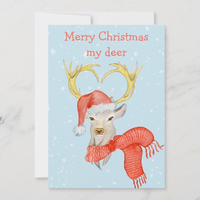 Cartes Pour Fêtes Annuelles Joyeux Noël Mon Deer Mignonne Vacances (Devant)