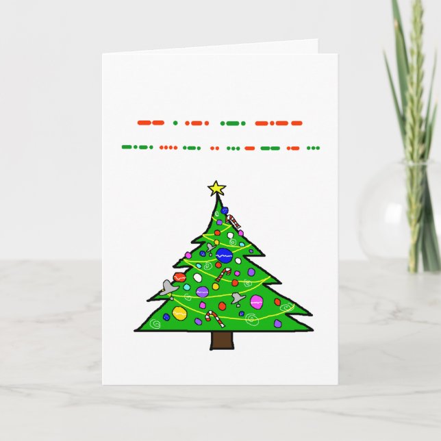 Cartes Pour Fêtes Annuelles Joyeux Noël Morse Code Christmas Tree Card (Devant)
