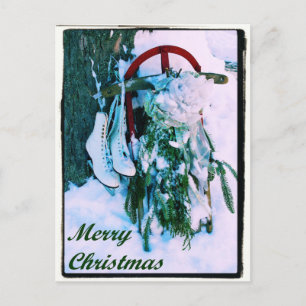 Cartes Pour Fêtes Annuelles Joyeux Noël - Motoneige - Patinage sur glace - Car