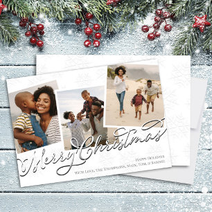 Cartes Pour Fêtes Annuelles Joyeux Noël Multi Photo Calligraphie Script