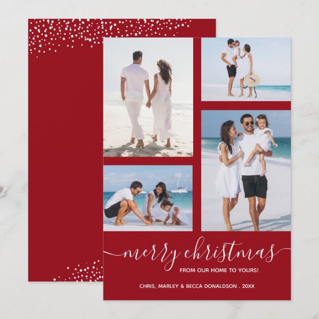 Cartes Pour Fêtes Annuelles Joyeux Noël multi photo canneberge (Devant / Derrière)