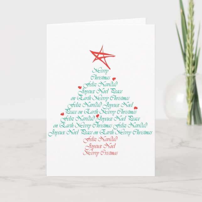Cartes Pour Fêtes Annuelles Joyeux Noël multilingue ! (Devant)