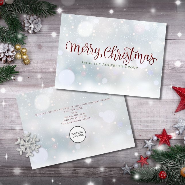 Cartes Pour Fêtes Annuelles Joyeux Noël Neige Logo d'entreprise (Créateur téléchargé)