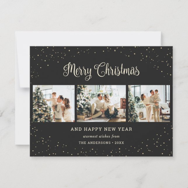 Cartes Pour Fêtes Annuelles Joyeux Noël neige noire 3 Photo (Devant)
