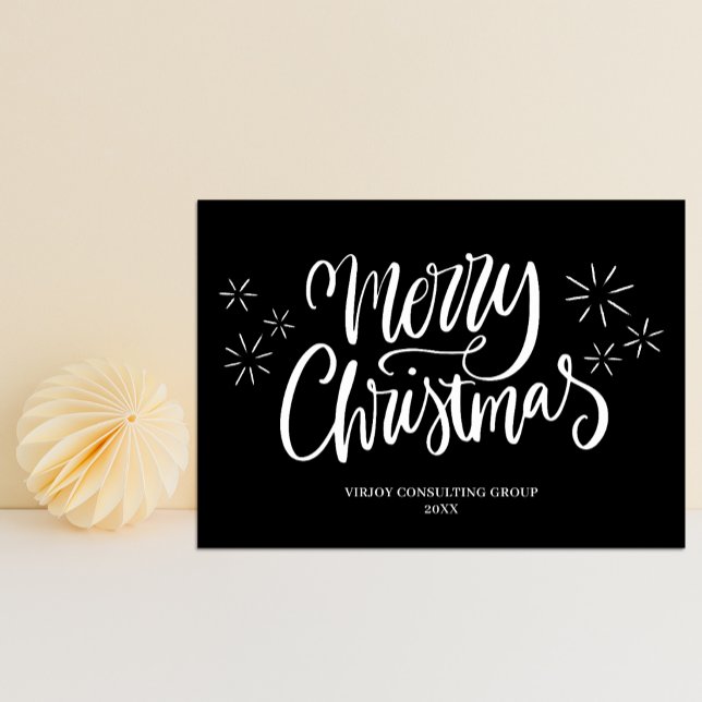 Cartes Pour Fêtes Annuelles Joyeux Noël Noir Calligraphie Affaires Moderne (Créateur téléchargé)