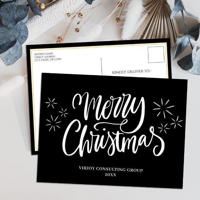 Cartes Pour Fêtes Annuelles Joyeux Noël Noir Calligraphie Affaires Moderne (Créateur téléchargé)