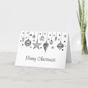 Cartes Pour Fêtes Annuelles Joyeux Noël noir et blanc Baubles de Noël
