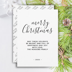 Cartes Pour Fêtes Annuelles Joyeux Noël noir et blanc minimum