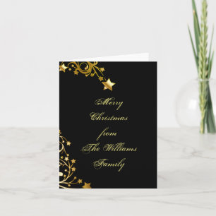 Cartes Pour Fêtes Annuelles Joyeux Noël Noir Or Élégant Étoiles Chic
