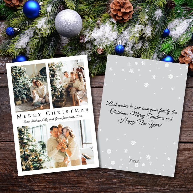 Cartes Pour Fêtes Annuelles joyeux Noël noir script 3 photos collage (Créateur téléchargé)
