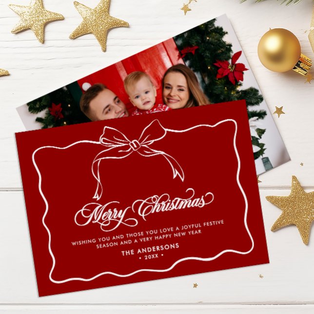Cartes Pour Fêtes Annuelles Joyeux Noël Nom de famille et photo (Créateur téléchargé)