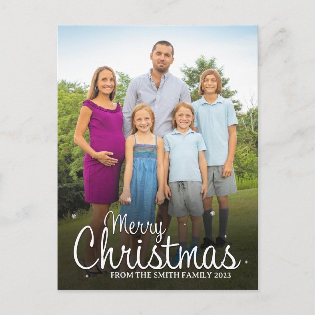 Cartes Pour Fêtes Annuelles Joyeux Noël Nom personnalisé et photo (Devant)