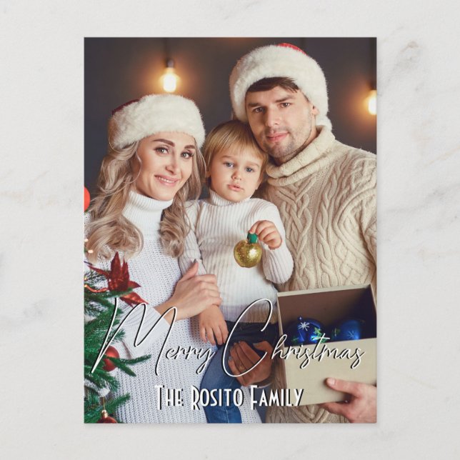 Cartes Pour Fêtes Annuelles Joyeux Noël Nom personnalisé et photo (Devant)