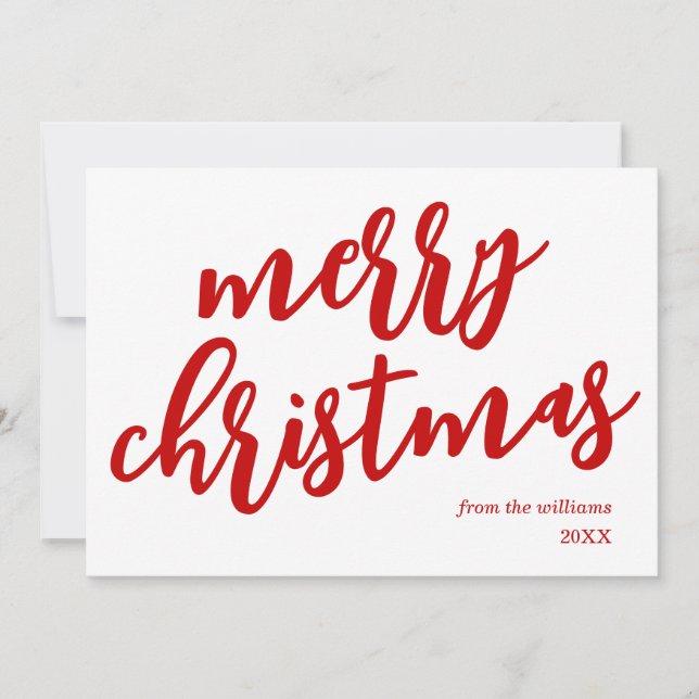 Cartes Pour Fêtes Annuelles Joyeux Noël Non Photo Rouge (Devant)