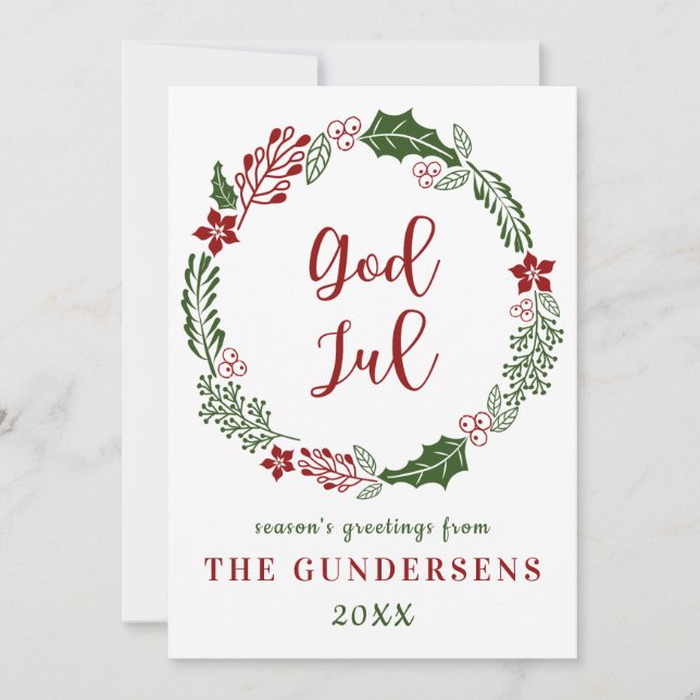 Cartes Pour Fêtes Annuelles Joyeux Noël norvégien et suédois, personnalisé (Devant)