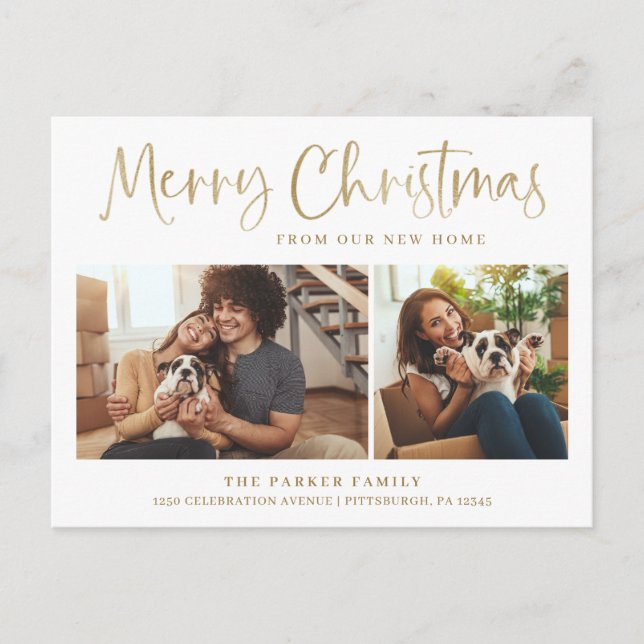 Cartes Pour Fêtes Annuelles Joyeux Noël | Nouveau domicile Changement d'adress (Devant)