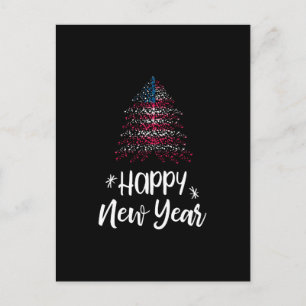 Cartes Pour Fêtes Annuelles Joyeux Noël Nouvel An sapin avec drapeau américain