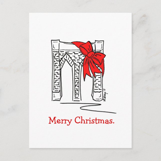 Cartes Pour Fêtes Annuelles Joyeux Noël NYC Brooklyn Bridge New York (Devant)