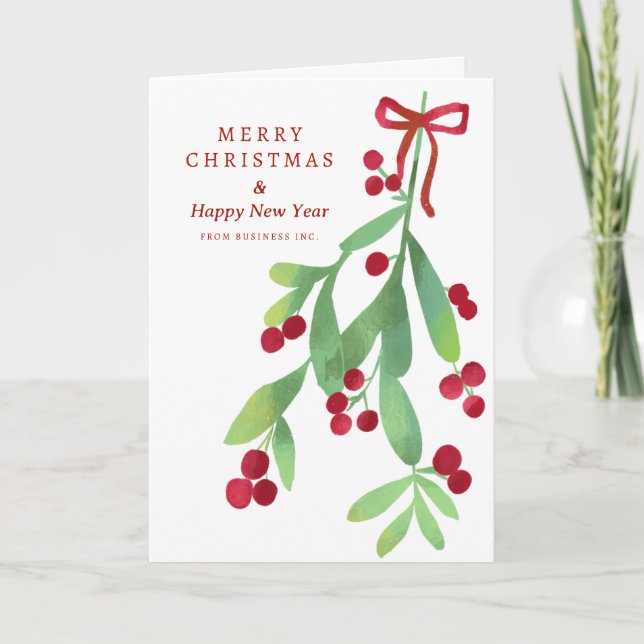 Cartes Pour Fêtes Annuelles Joyeux Noël officiel Mistletoe Entreprise (Devant)