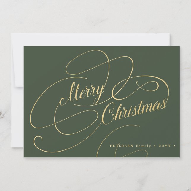 Cartes Pour Fêtes Annuelles Joyeux Noël or calligraphie script élégant (Devant)