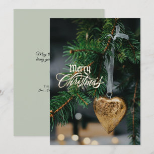 Cartes Pour Fêtes Annuelles Joyeux Noël Or Coeur Arbre Ornement