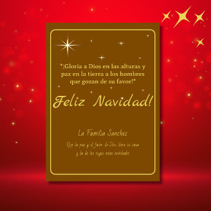 Cartes Pour Fêtes Annuelles Joyeux Noël Or et Brun Luc 2:14 Verset