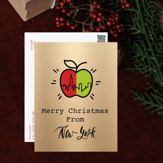 Cartes Pour Fêtes Annuelles Joyeux Noël Or Moderne De New York (Créateur téléchargé)