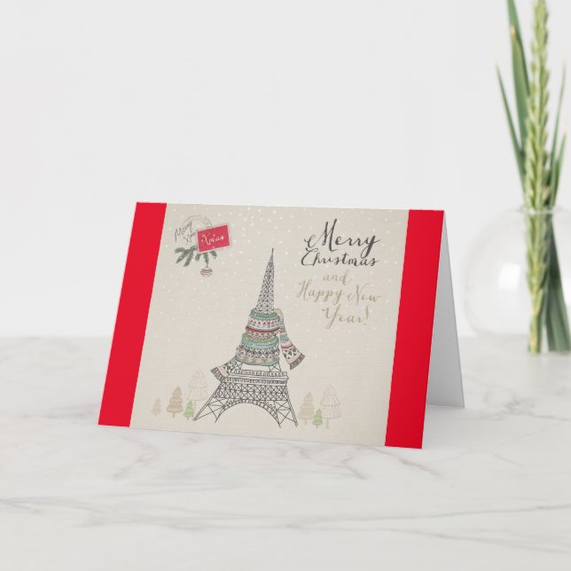 Cartes Pour Fêtes Annuelles Joyeux Noël Paris Design (Devant)
