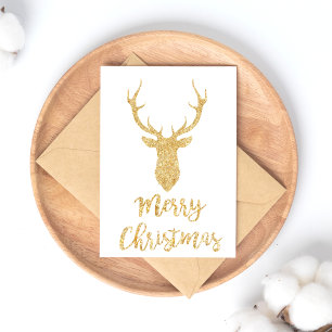 Cartes Pour Fêtes Annuelles Joyeux Noël - Parties scintillant d'or Noël Cerf