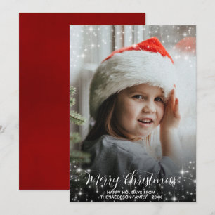 Cartes Pour Fêtes Annuelles Joyeux Noël Parties scintillant Étoiles Photo Over