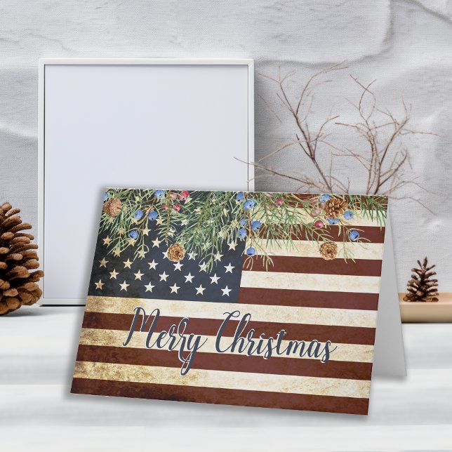 Cartes Pour Fêtes Annuelles Joyeux Noël Patriotique vintage (Créateur téléchargé)
