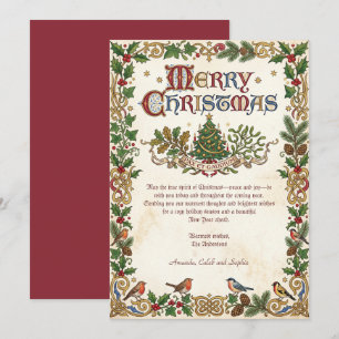 Cartes Pour Fêtes Annuelles Joyeux Noël Pax et Gaudium Vintage Médiéval