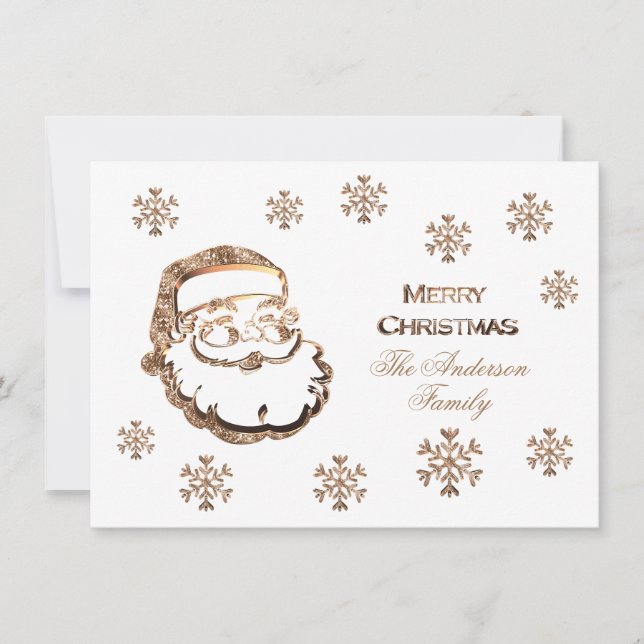Cartes Pour Fêtes Annuelles Joyeux Noël Père Noël Elégant Or Rouge (Devant)