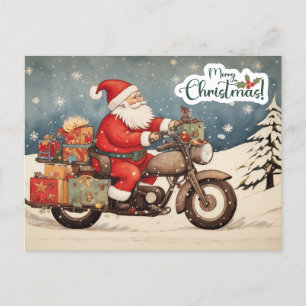 Cartes Pour Fêtes Annuelles Joyeux Noël Père Noël en moto