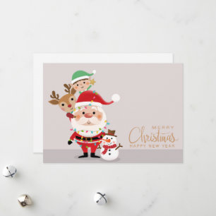 Cartes Pour Fêtes Annuelles Joyeux Noël Père Noël et amis